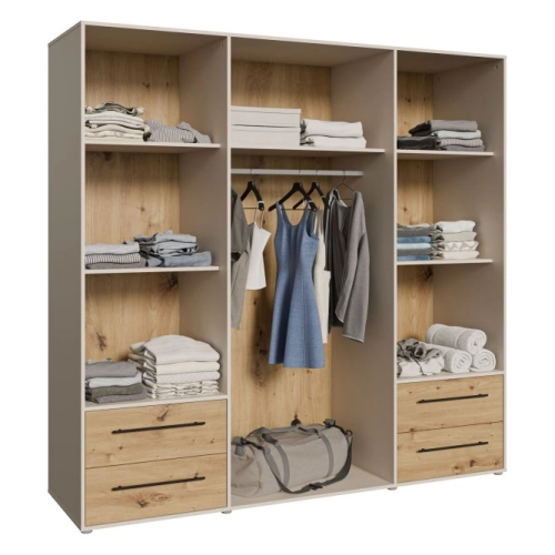 Szafa przesuwna na ubrania 200 cm  Kolor Piaskowy/Dąb Artisan